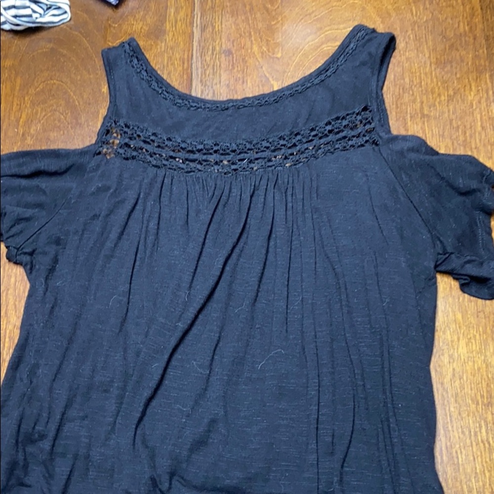 black cold shoulder top